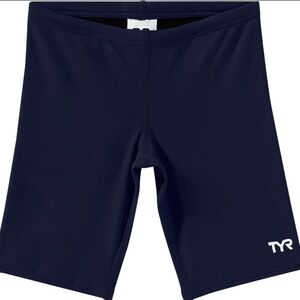 NWT TYR Durafast One Boys Swim Jammers Youth Suit Shorts Training Navy Blue - 28